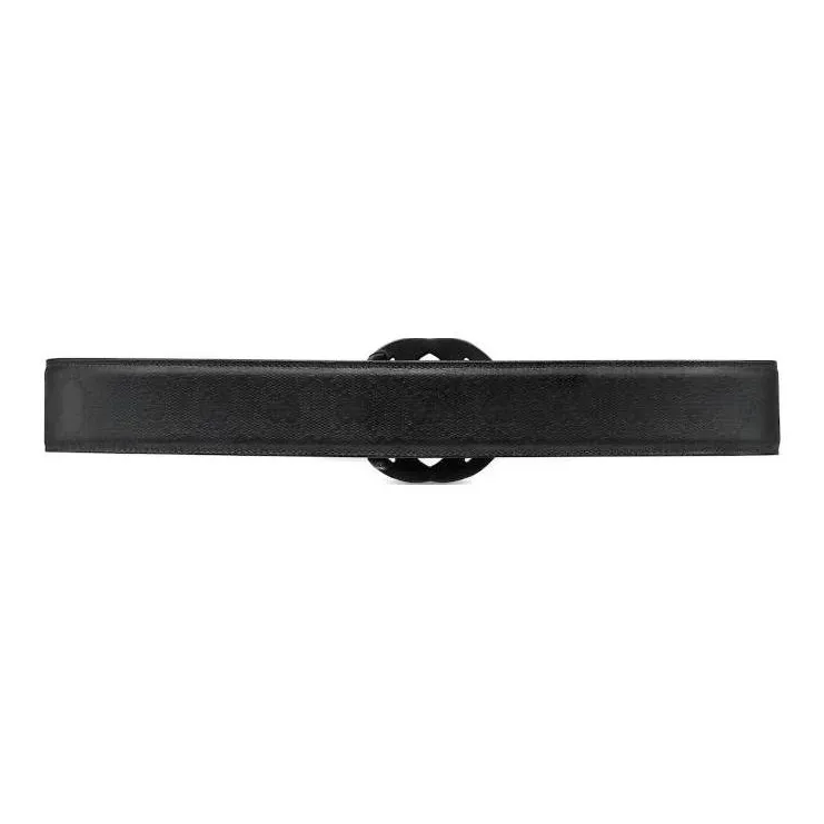 GUCCI Interlocking Buckle Double G Leather Belts Men's Black Width 4CM-1