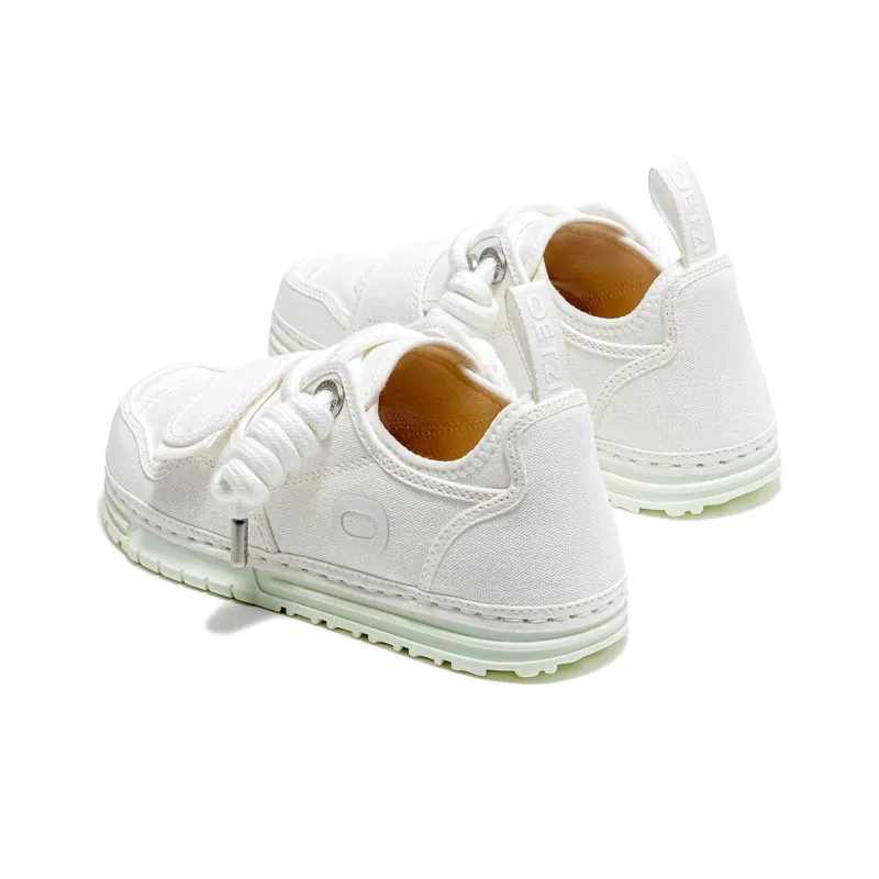 OETZI Classic Series 1 Wear-Resistant Lightweight Breathable Height Increasing Low-Top Skateboard Shoes Unisex White-2