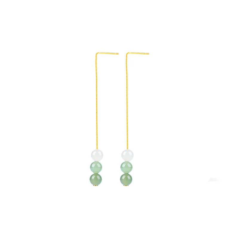 Yi Zhen Ge Hetian Jade 925 Silver Earrings Women's-0