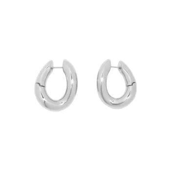 Balenciaga Logo Engraved Loop Earrings
