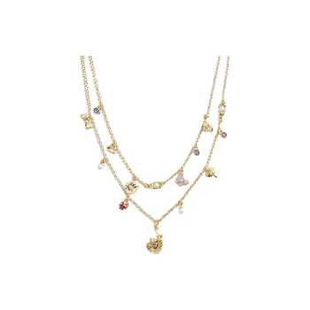 COACH Brass-Plated Enamel Glass Cubic Zirconia Necklaces Women's Gold