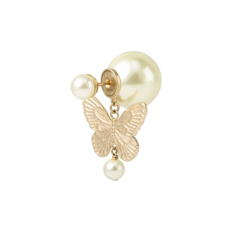 DIOR Metal Resin Earrings Women's Gold-3