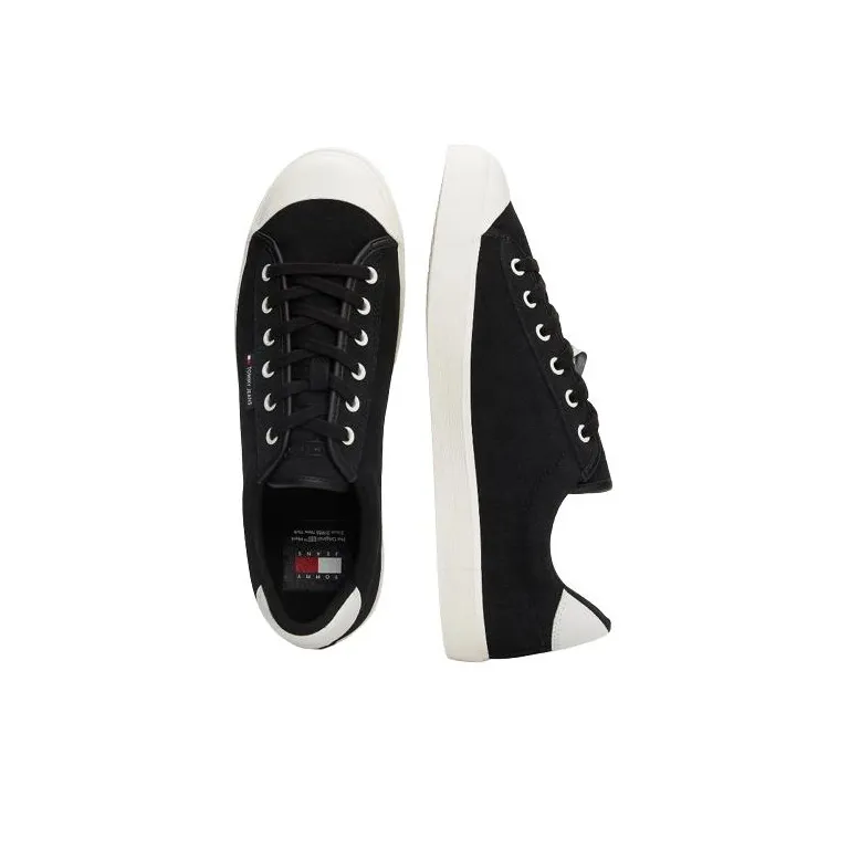 Tommy Hilfiger Abrasion Resistant Low Top Skateboard Shoes Men's Black White-2