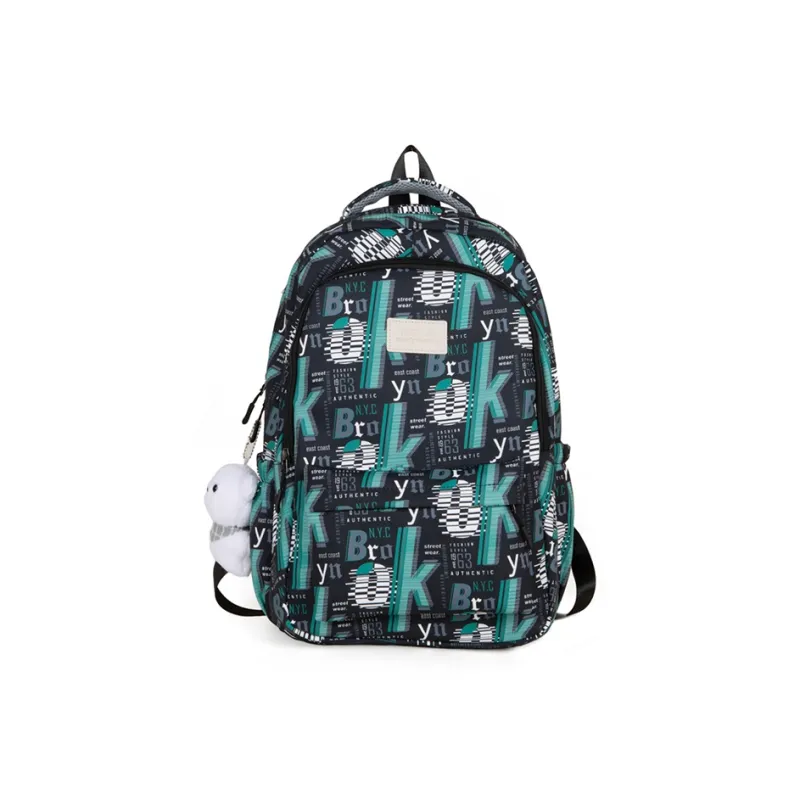 OUZIHUANG Nylon Backpack Regular Unisex Green/Black/Blue-1