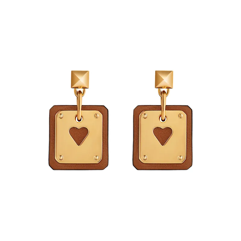 HERMES As De Coeur Calfskin Earrings Women's-0