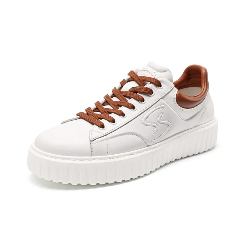 Satchi Skateboard Shoes Men's White Brown 3CM-1