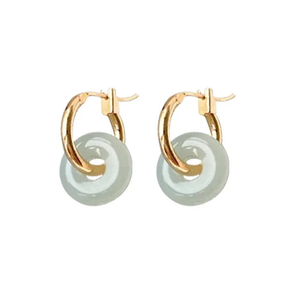 Gramda Hetian Jade Earrings Pale Greenish White Jade Women's-0