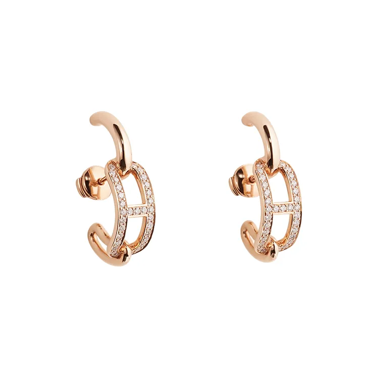 HERMES Earrings Women's Rose Gold-0