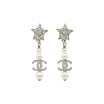 CHANEL 2020 Cc Star Rhinestone Earrings