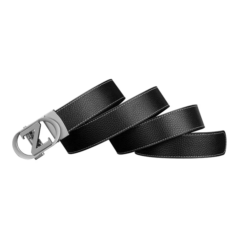 LUCKY LION Middle Aged Automatic Buckle Business Advanced Elegant Leather Belts Men's-15