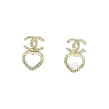 CHANEL Rhinestone Earrings Women's Gold