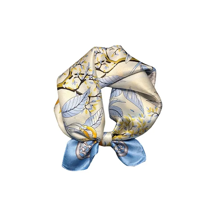 Narandu Mulberry Silk Scarves Women's Navy Blue, Turquoise, Sky Blue-2