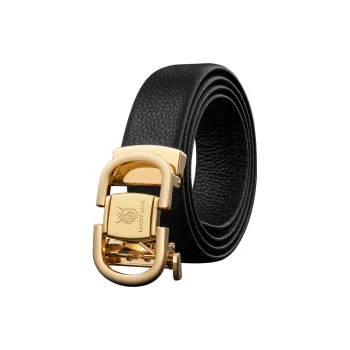 LUCKY LION Automatic Buckle, Belt For Business Pants Top Grain Cow Leather Belts Men's Width 3.5cm