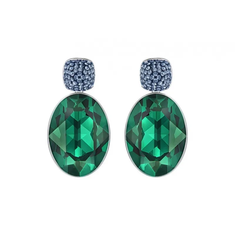 Swarovski Alloy Artificial Crystal Earrings Women's Green-0