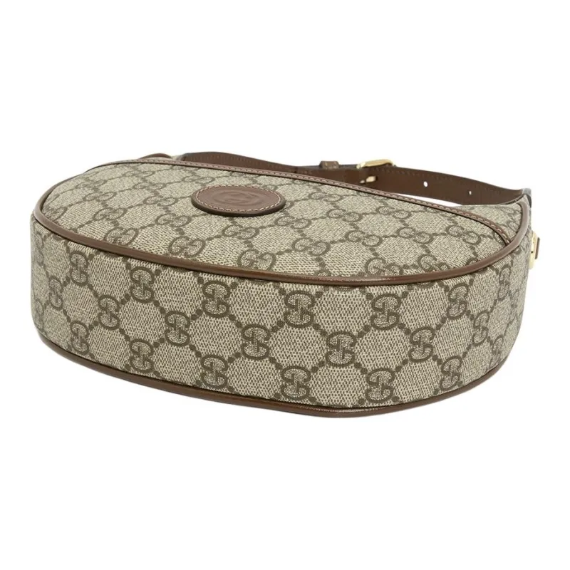 GUCCI Canvas With Leather Binding Crescent Bag, Handbag, Shoulder Bag Women's-11