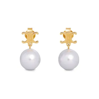 CELINE Les Perles CELINE Earrings In Brass With Gold Finish And Glass Pearls