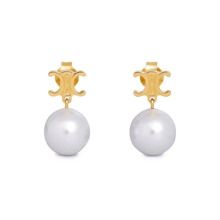 CELINE Les Perles CELINE Earrings In Brass With Gold Finish And Glass Pearls-0