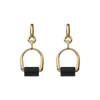 HERMES Earrings Women's Black, Gold