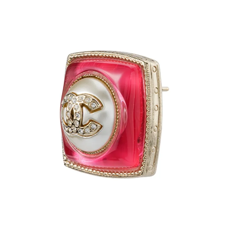 CHANEL 22c Early Spring Earrings Women's Gold, Red-1
