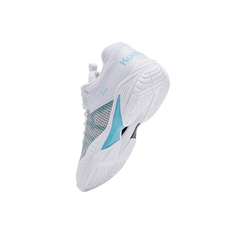 KUMPOO Badminton Shoes Unisex Low Top White Aqua Green-2