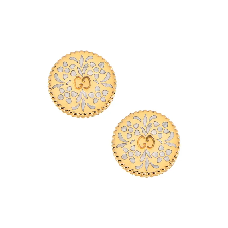 GUCCI 18K Gold Enamel Earrings Women's Gold-0
