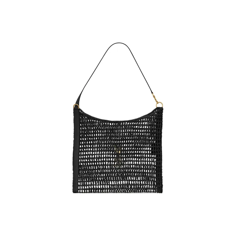 SAINT LAURENT Raffia Handbag, Shoulder Bag Men's Black-3