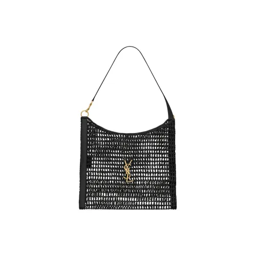 SAINT LAURENT Raffia Handbag Shoulder Bag Men's Black