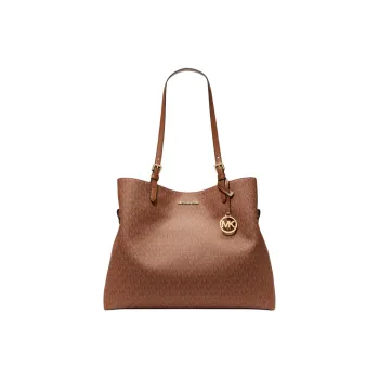 MICHAEL KORS Leno Coated Canvas Tote Bag Shopping Bag Shoulder Bag Handbag Large Size Women's Leather Brown