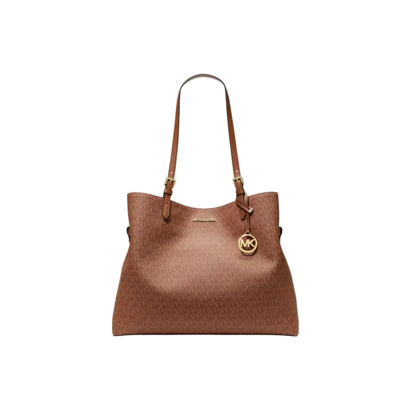 MICHAEL KORS Leno Coated Canvas Tote Bag Shopping Bag Shoulder Bag Handbag Large Size Women's Leather Brown-0