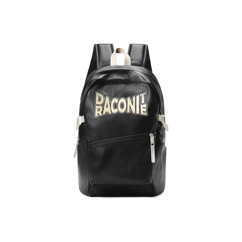 DRACONITE PU Student Backpack Regular Unisex Black Gold-1