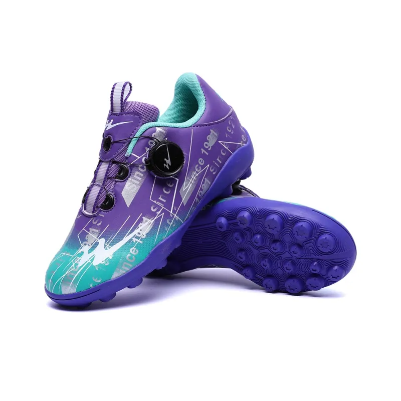 Binary Soccer Shoes Women's Low Top Purple Blue-3