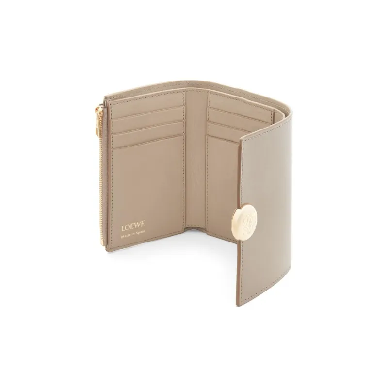 LOEWE Bright Nappa Calfskin Wallet Small Size Unisex Sand-3