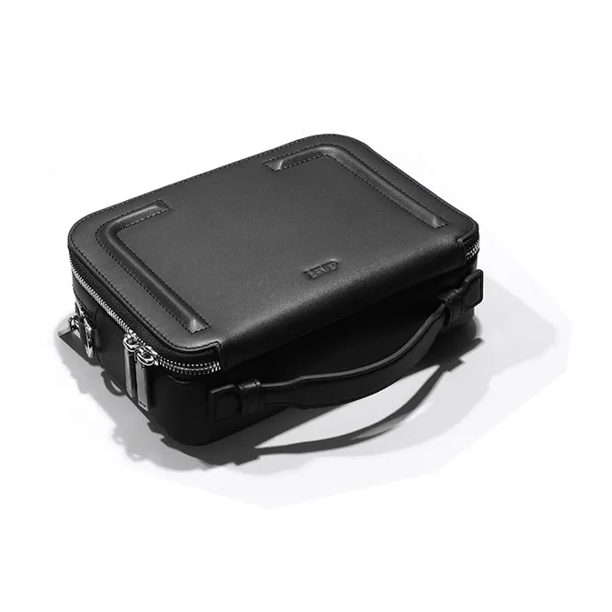BVP Genuine Cow Leather Crossbody Bag Unisex Trendy Black-3