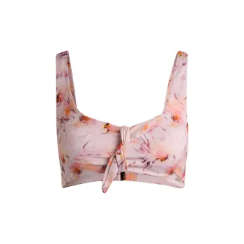 HUGO BOSS Printed Bikini Bralette With Knot Front Bra Women's Pink