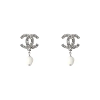 CHANEL Earrings Women's White/Silver