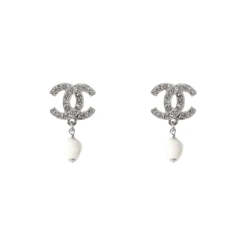 CHANEL Earrings Women's White/Silver