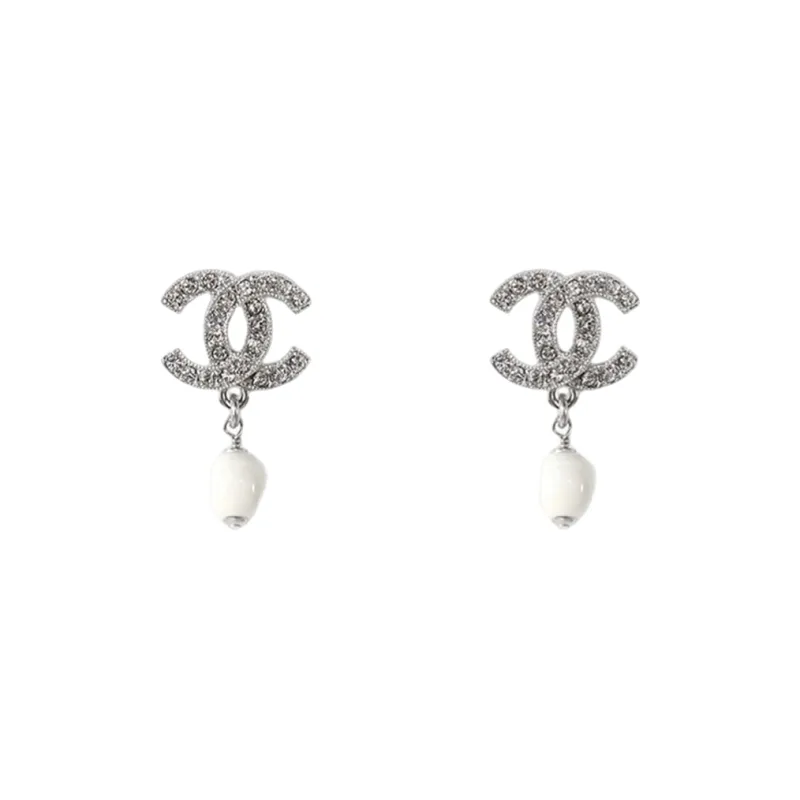CHANEL Earrings Women's White/Silver-0
