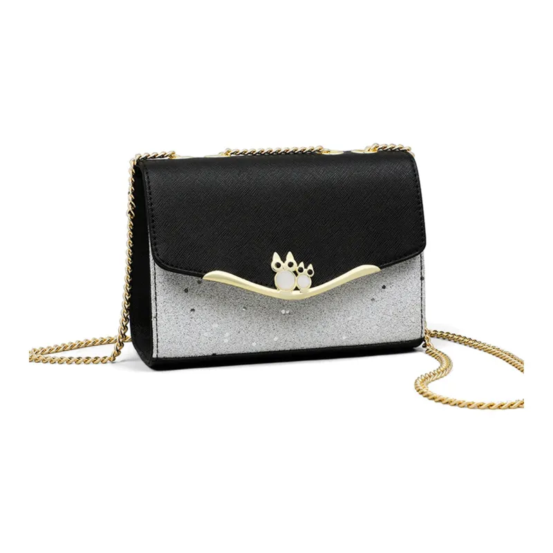 COMELY Cow Leather Patchwork Synthetic Leather Shoulder Bag Crossbody Bag Chain Pack Regular Women's White/Black-6