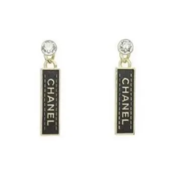 CHANEL Metal Earrings Women's Black/Gold