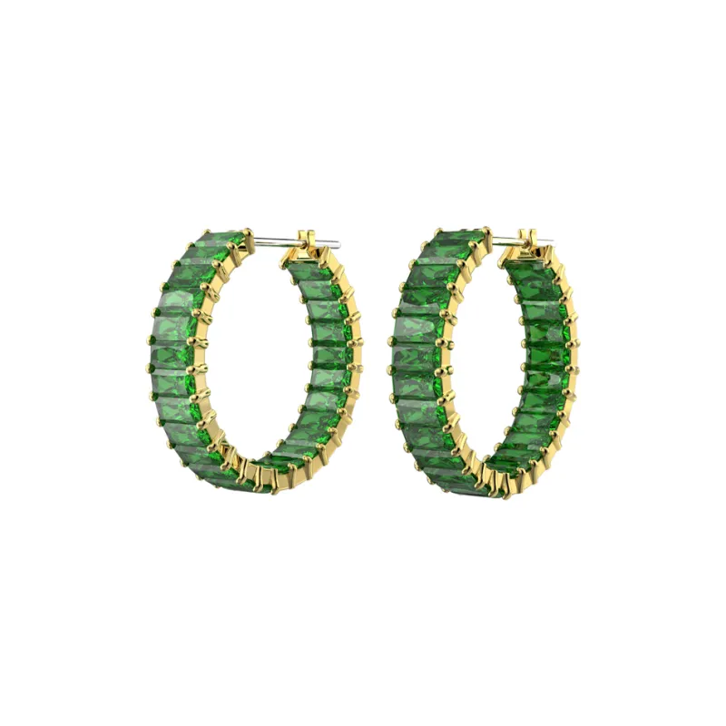 Swarovski Matri Gold Plated Earrings Women's Green-2
