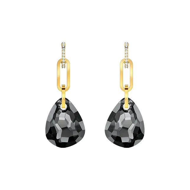 Swarovski T Bar Earrings Women's Black-0