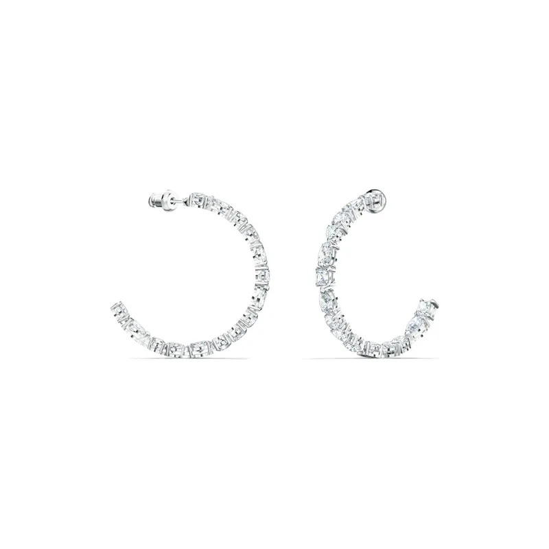 Swarovski Tennis Deluxe Rhodium Plated Earrings Women's-0