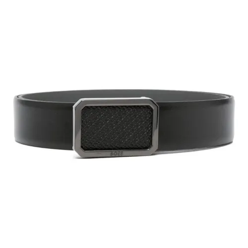 BOSS Monogram-plaque Buckle Leather Belt