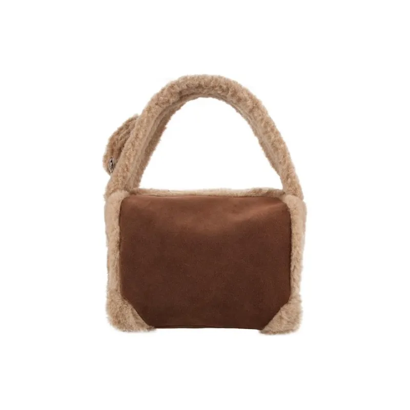 Tagi. Woolen One Shoulder Handbag Small Size Women's QuicheBlock Lamb Pine Wood-2
