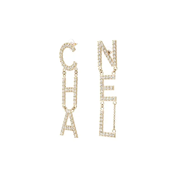 CHANEL Diamantes Letter Earrings-2