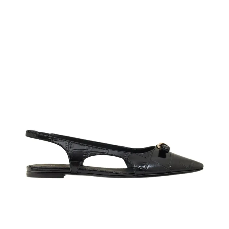 FERRAGAMO Logo-plaque Slingback Ballerina Shoes-1