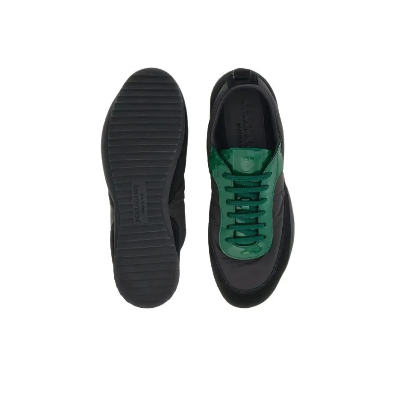 FERRAGAMO Leather-trim Lace-up Sneakers-4