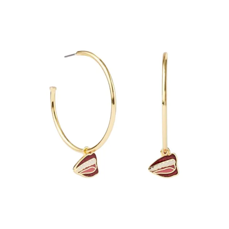 COACH Brass-Plated Enamel Cubic Zirconia Hypoallergenic Titanium Alloy Rod Earrings Unisex Gold-1