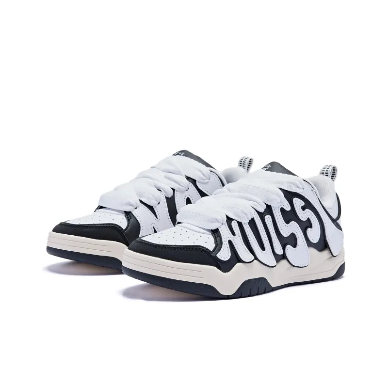 QIAODAN Wear Resistant Lightweight And Balanced Low Top Skateboard Shoes Women's White Black-4