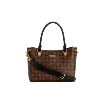GUESS Coated Canvas One Shoulder Handbag Crossbody Bag Small Size Women's Dark Brown